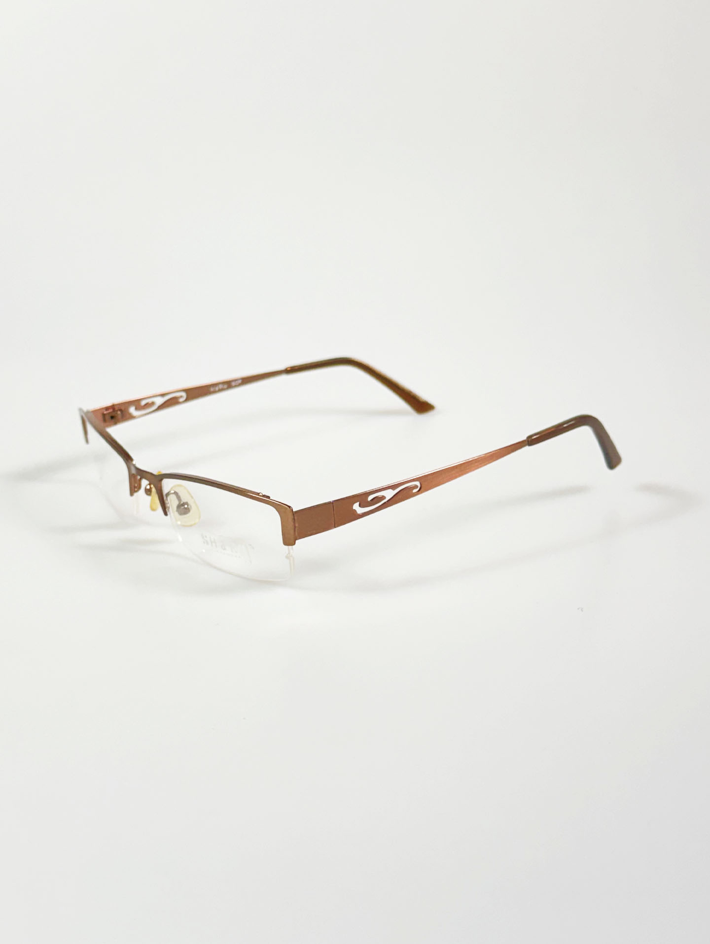 HARU Semi-Rimless Brown Square Metal Frame Glasses