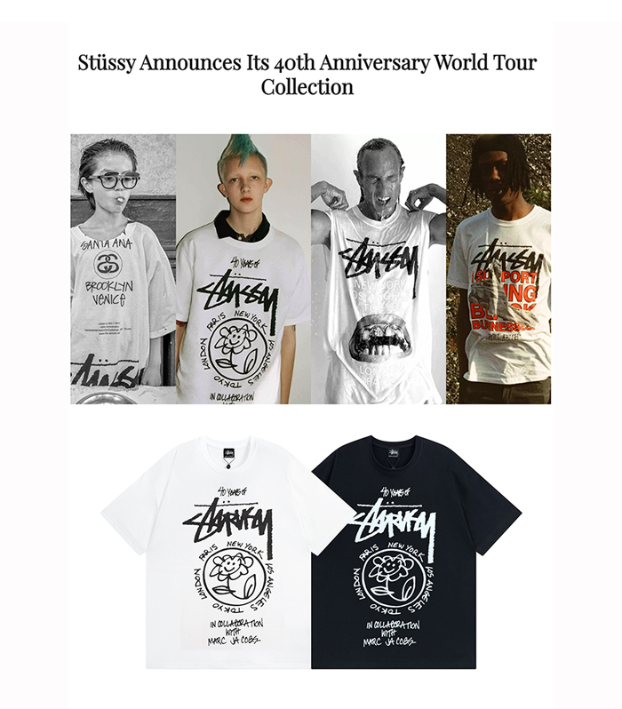 Stussy x Marc Jacobs WORLD TOUR T-SHIRT 40週年聯名短袖T恤: 玩酷