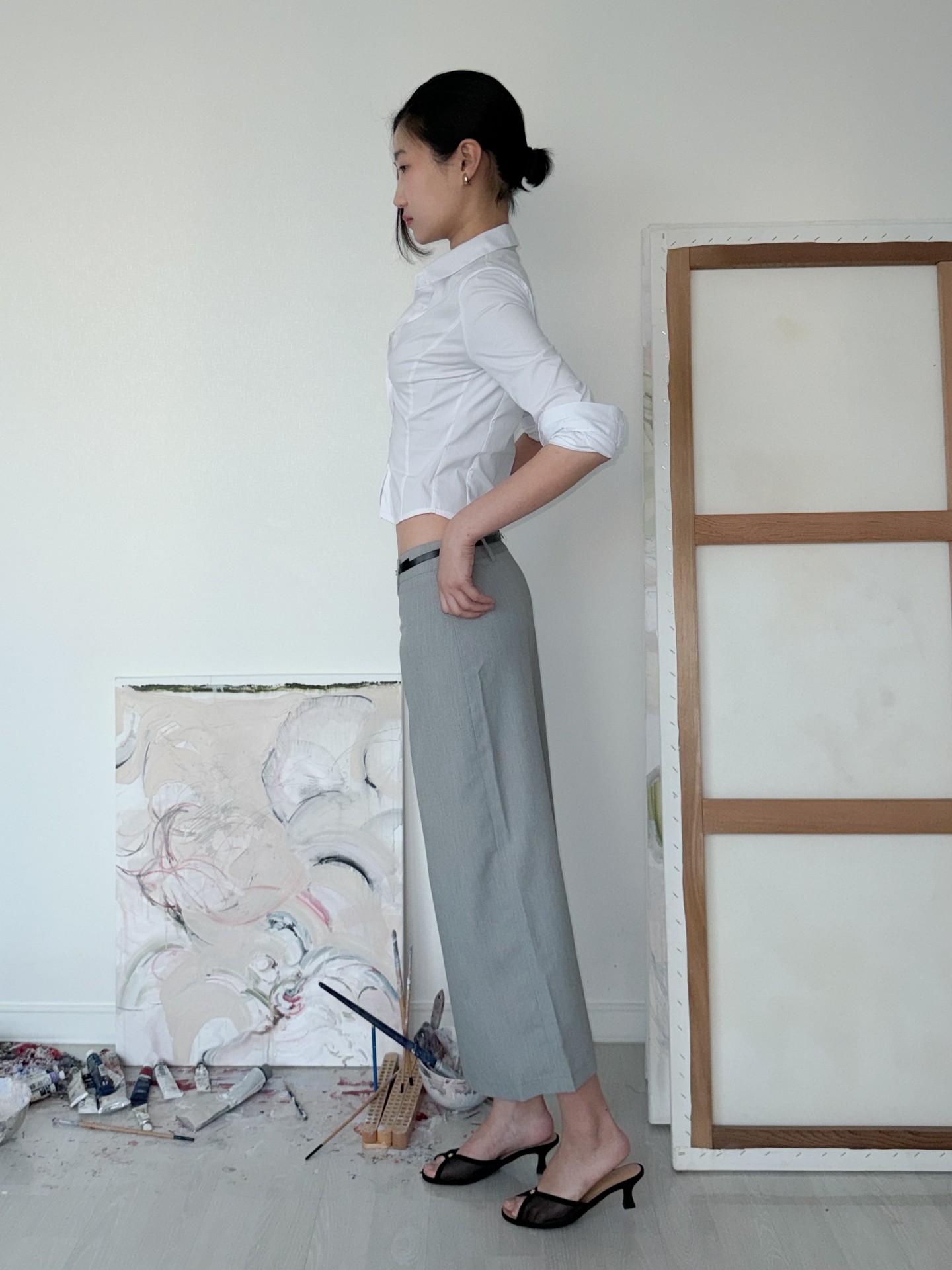 Low-Rise Tailored Maxi Skirt_White