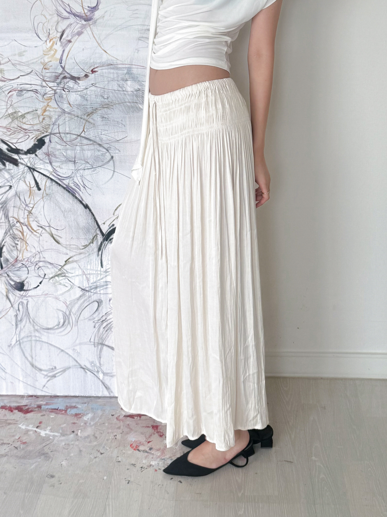 Étoile Wrinkle Maxi Skirt_Ivory