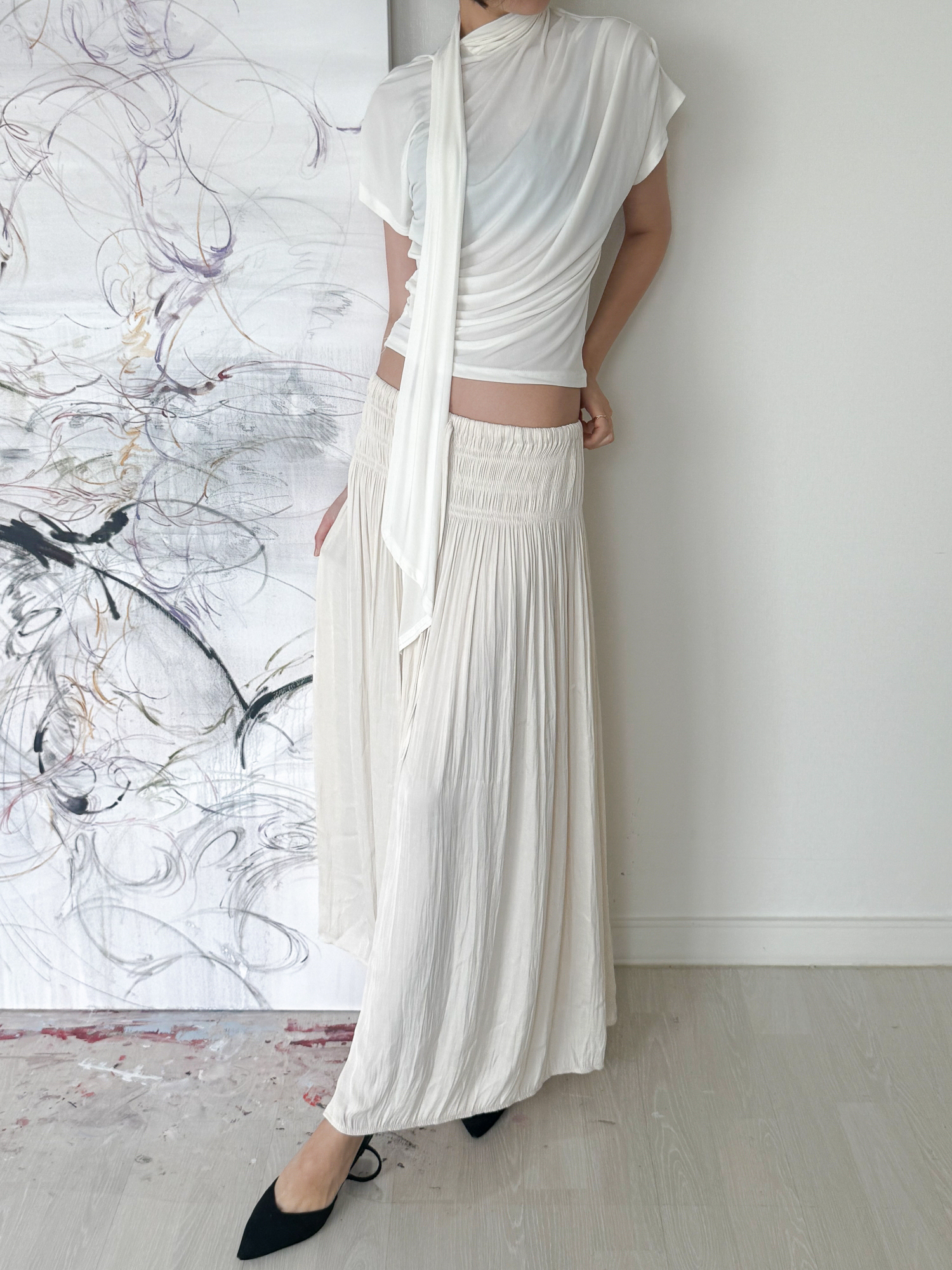 Étoile Wrinkle Maxi Skirt_Ivory