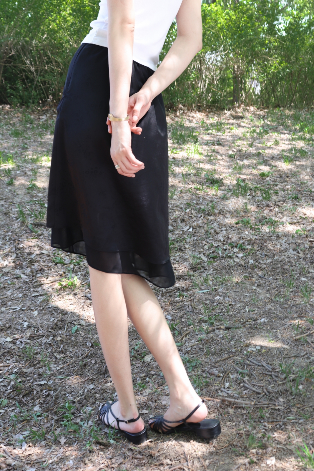 Jardin Layered Satin Skirt_Ivory
