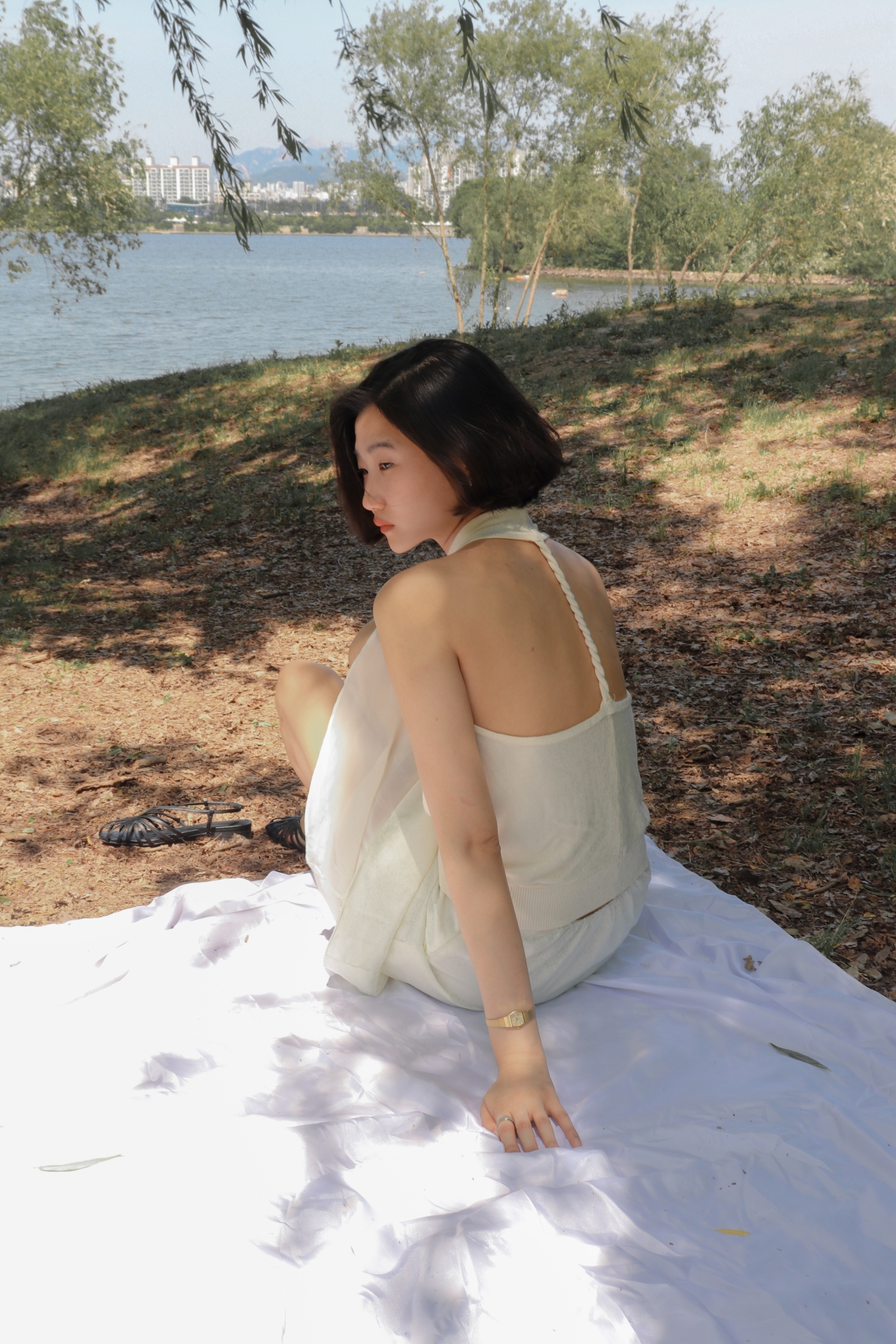 Twisted Halter Knit Top_Black