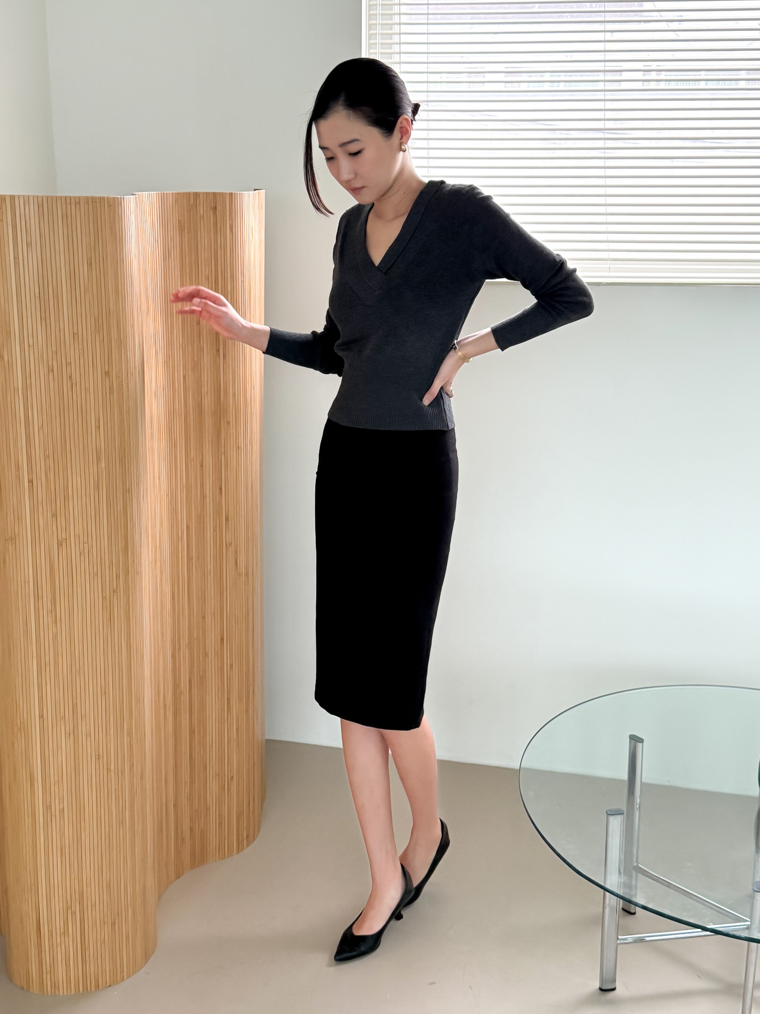 Hourglass Rib Knit_Charcoal