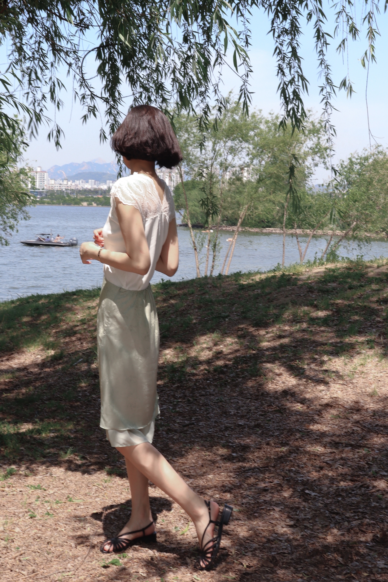 Jardin Layered Satin Skirt_Mint Green