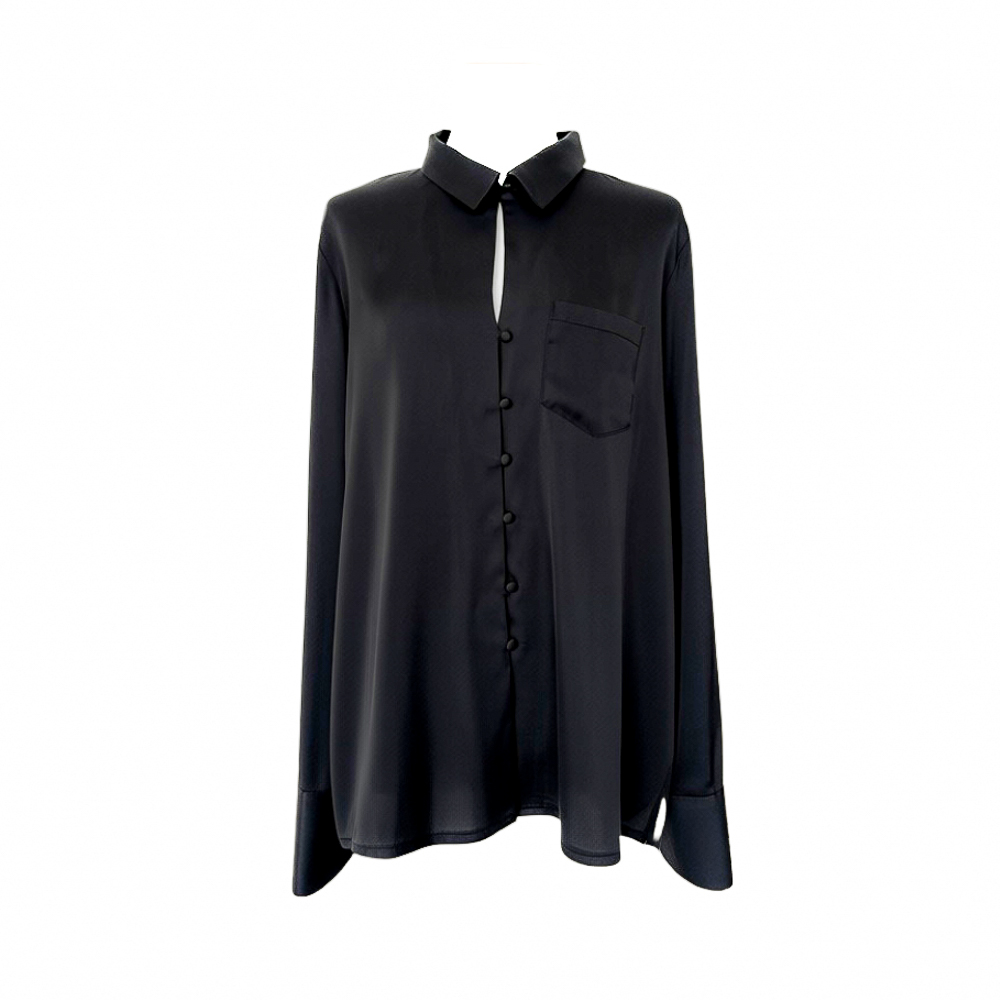 Scarf Collar Silky Blouse_Ivory