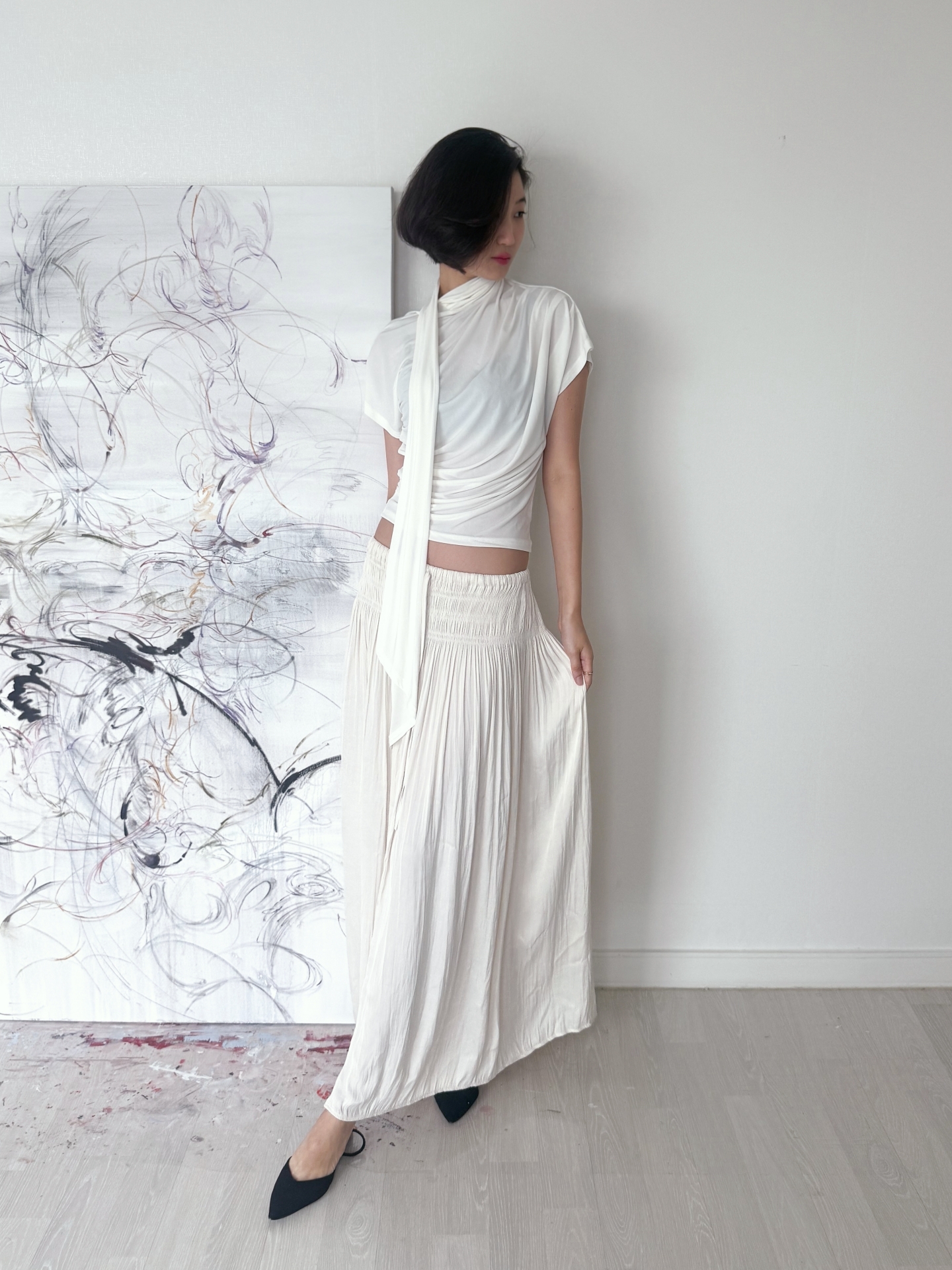 Étoile Wrinkle Maxi Skirt_Black