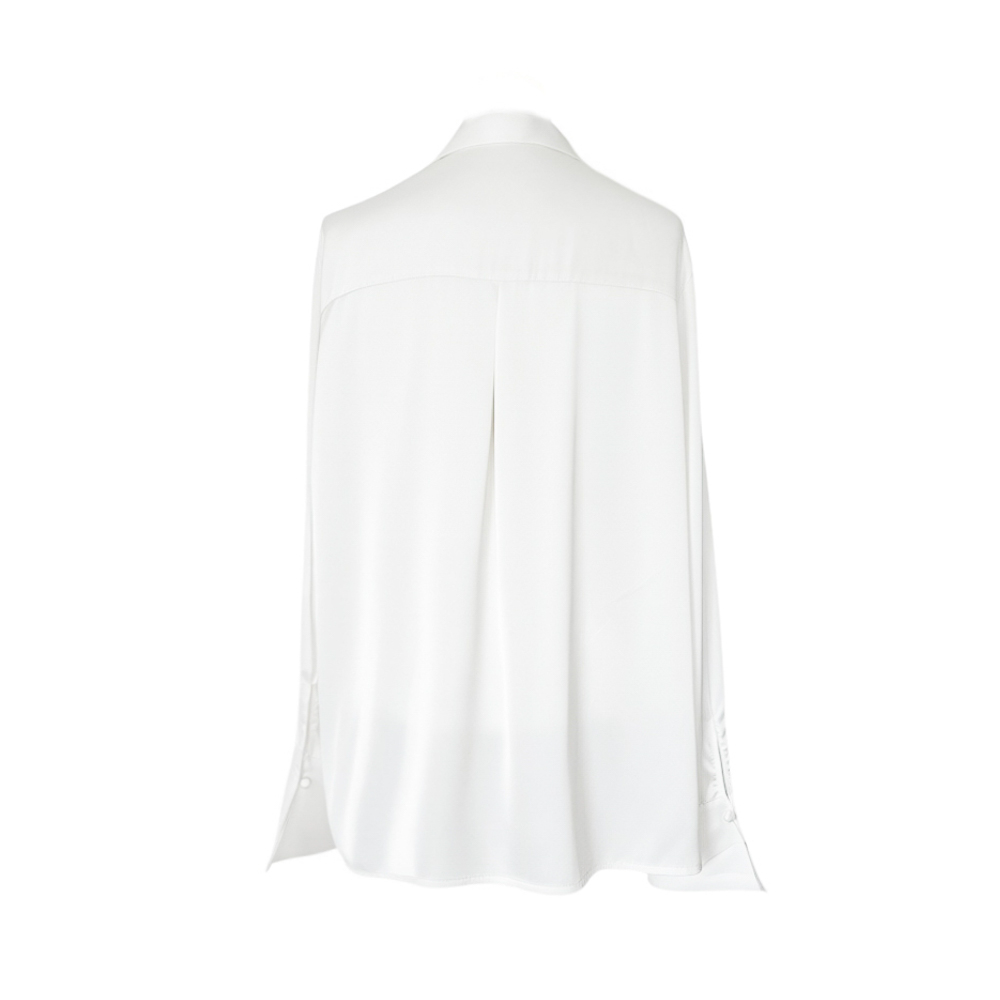 Scarf Collar Silky Blouse_Ivory