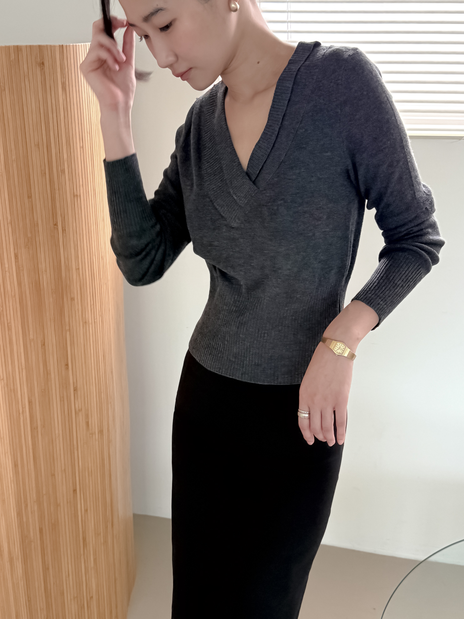 Hourglass Rib Knit_Charcoal