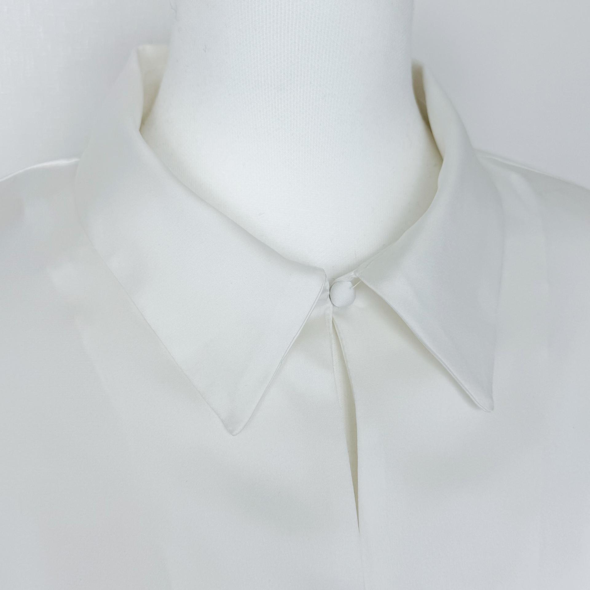 Scarf Collar Silky Blouse_Ivory