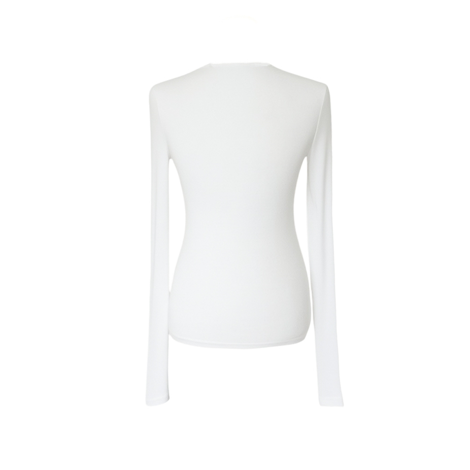Scarf Collar Silky Blouse_Ivory