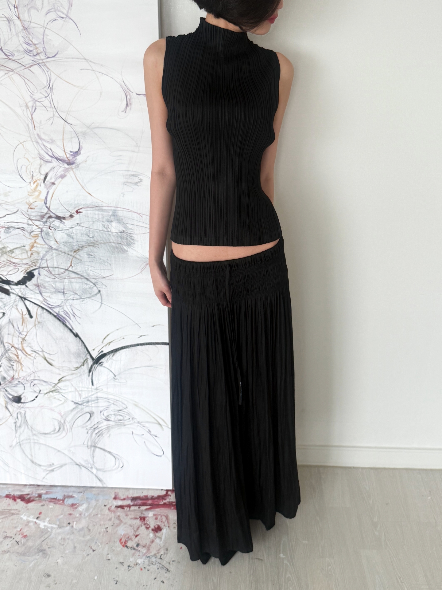 Étoile Wrinkle Maxi Skirt_Black