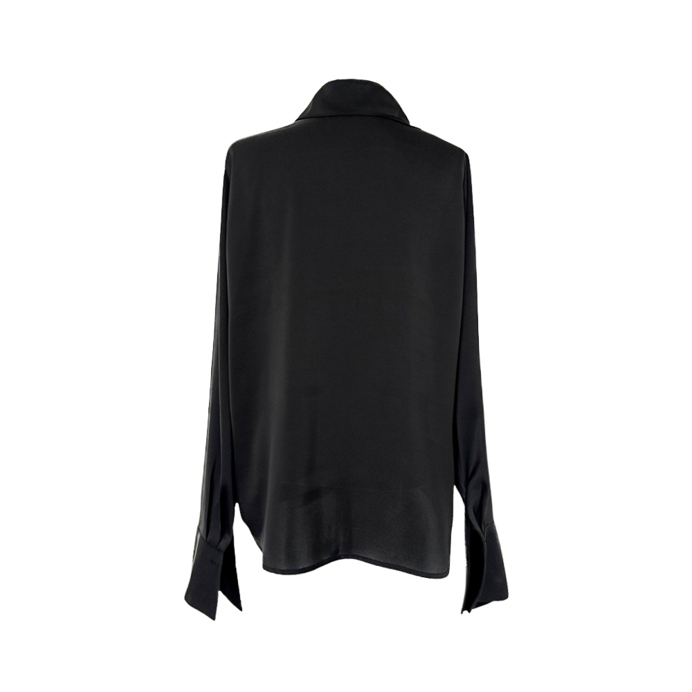 Scarf Collar Silky Blouse_Ivory