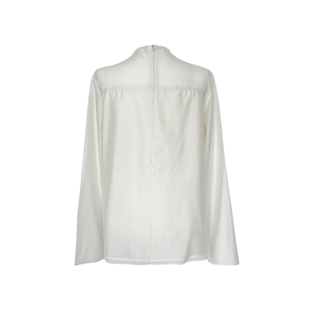 Scarf Collar Silky Blouse_Ivory