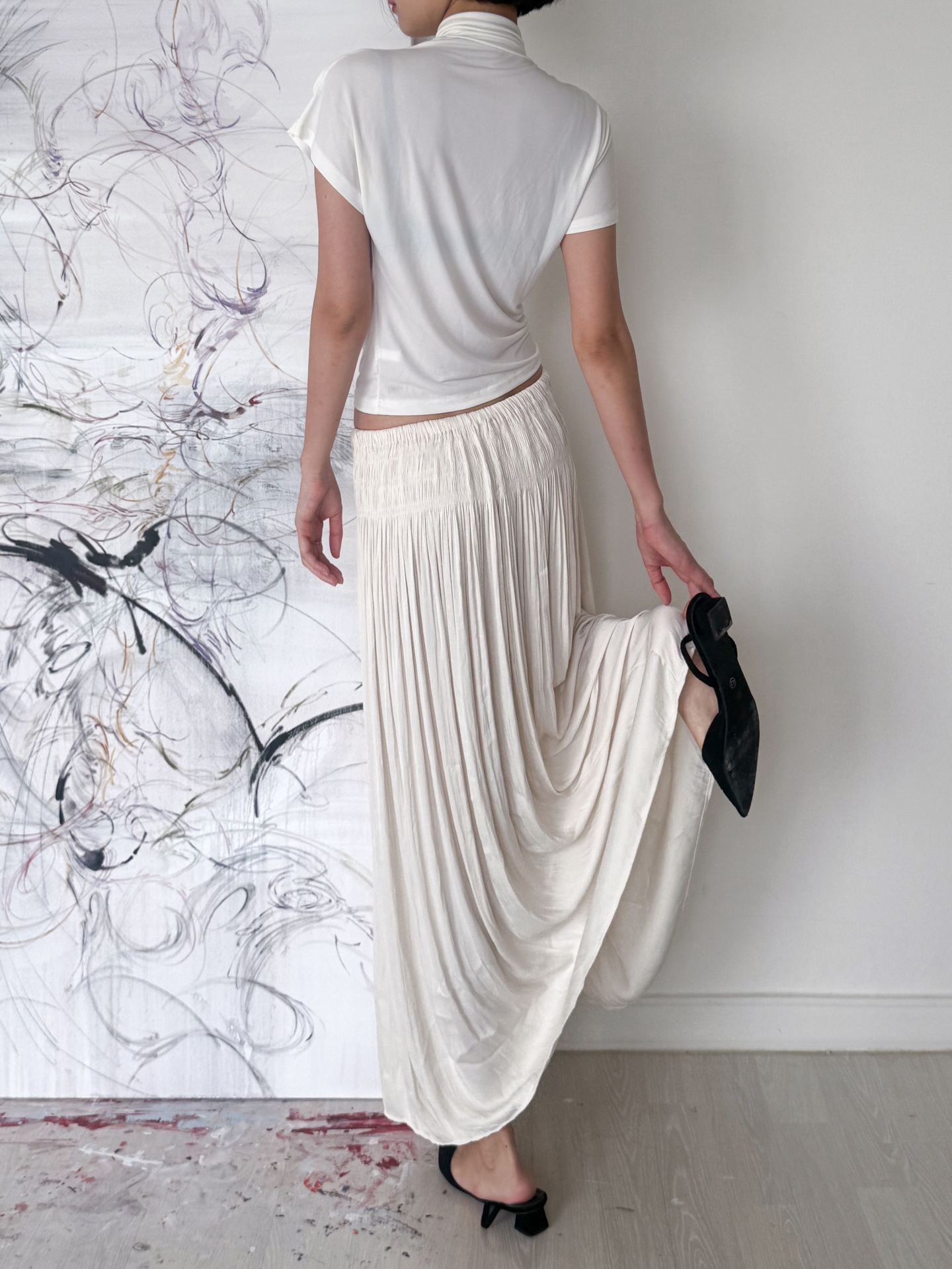 Étoile Wrinkle Maxi Skirt_Black