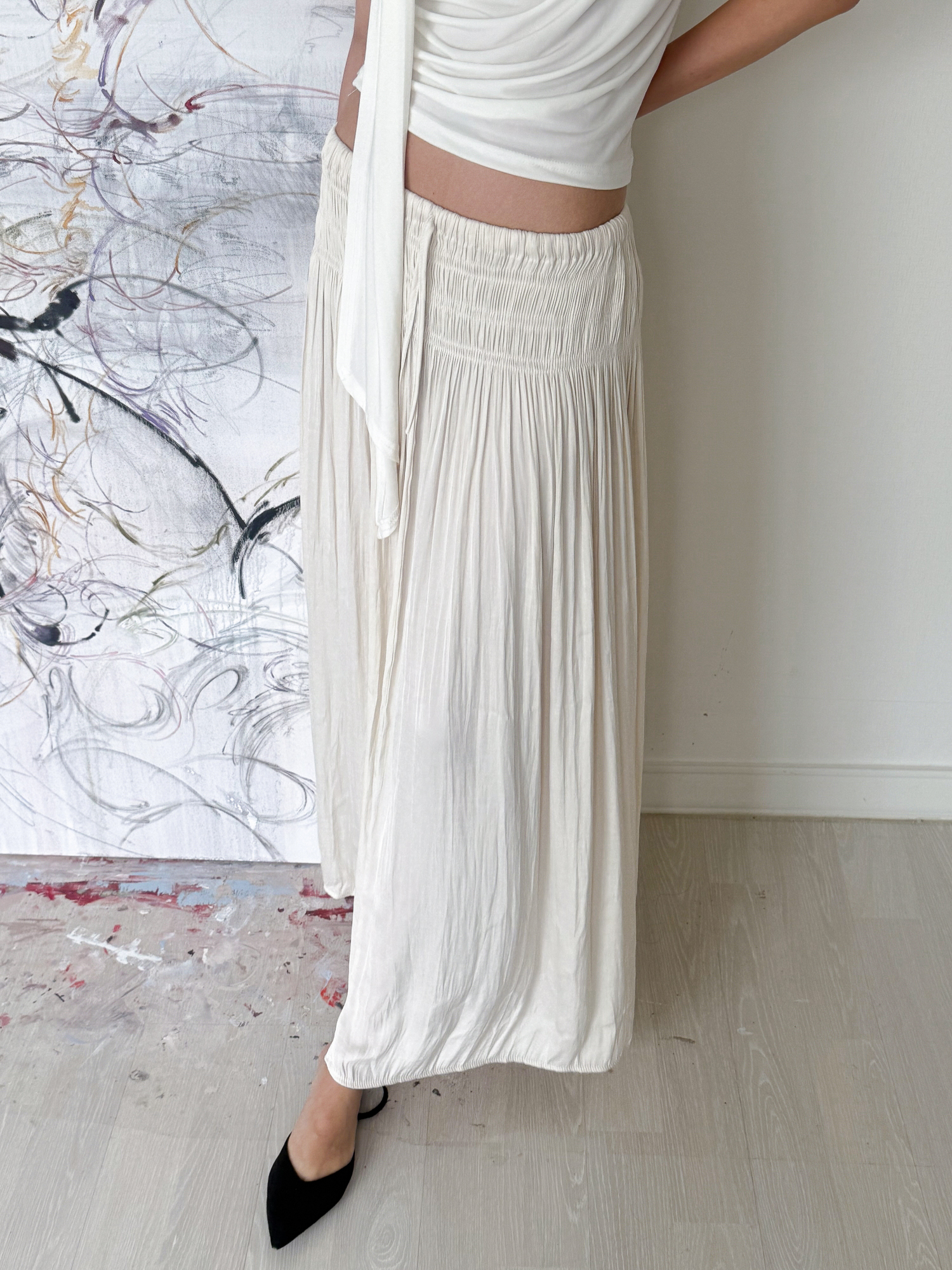 Étoile Wrinkle Maxi Skirt_Ivory