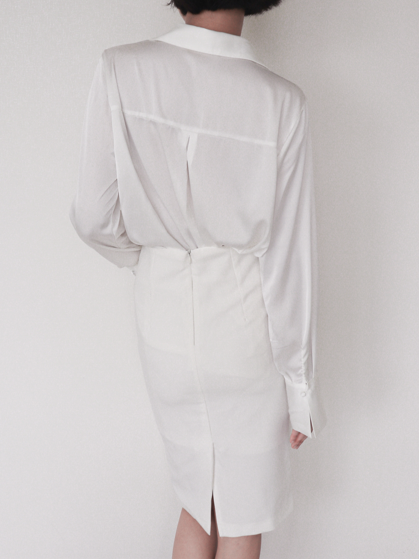 Silky Covered Button Blouse_Ivory