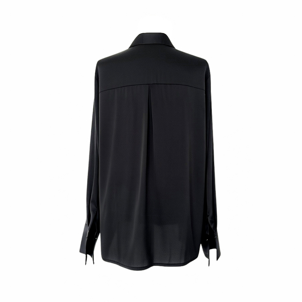 Scarf Collar Silky Blouse_Ivory