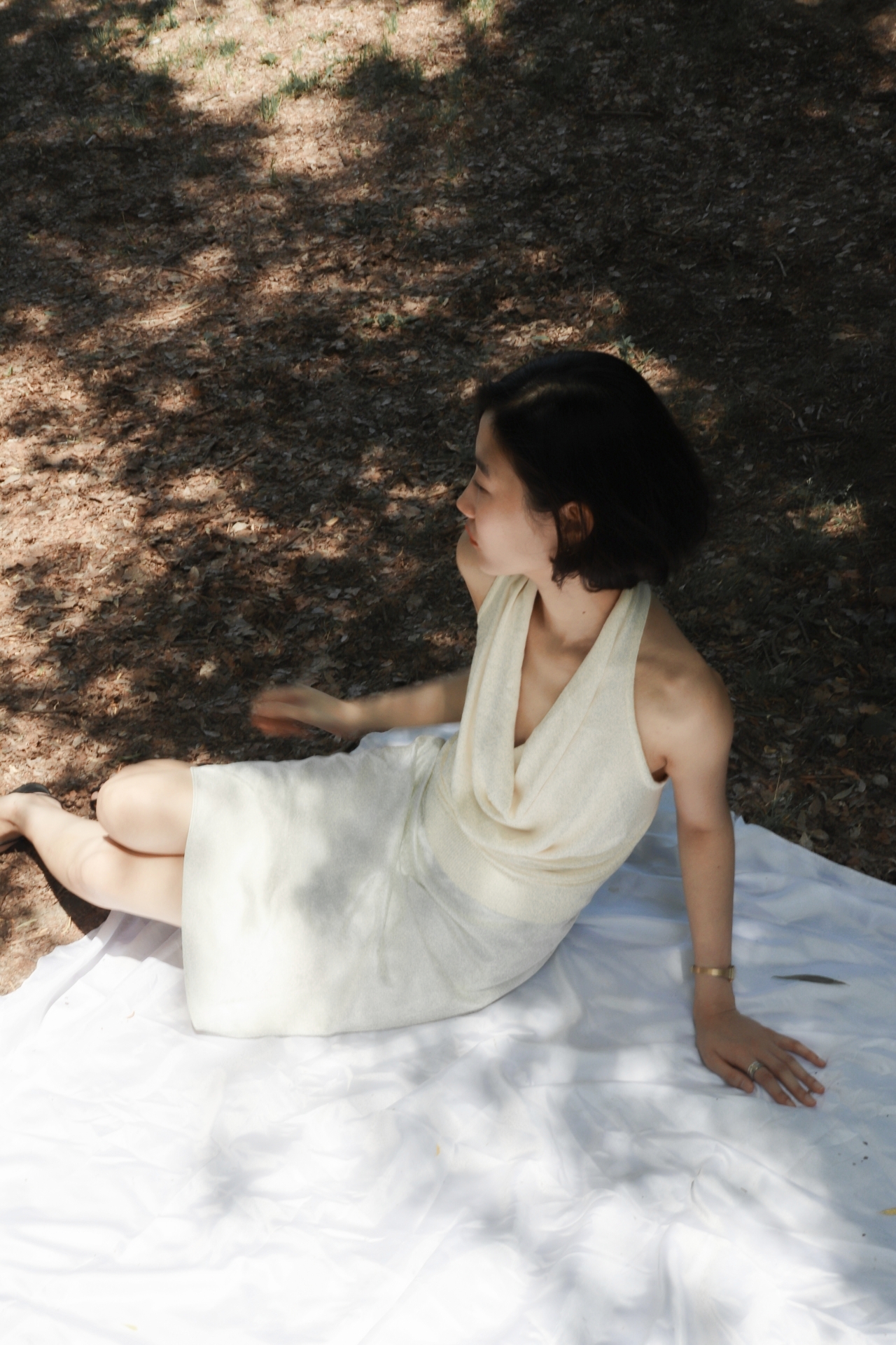 Jardin Layered Satin Skirt_Ivory
