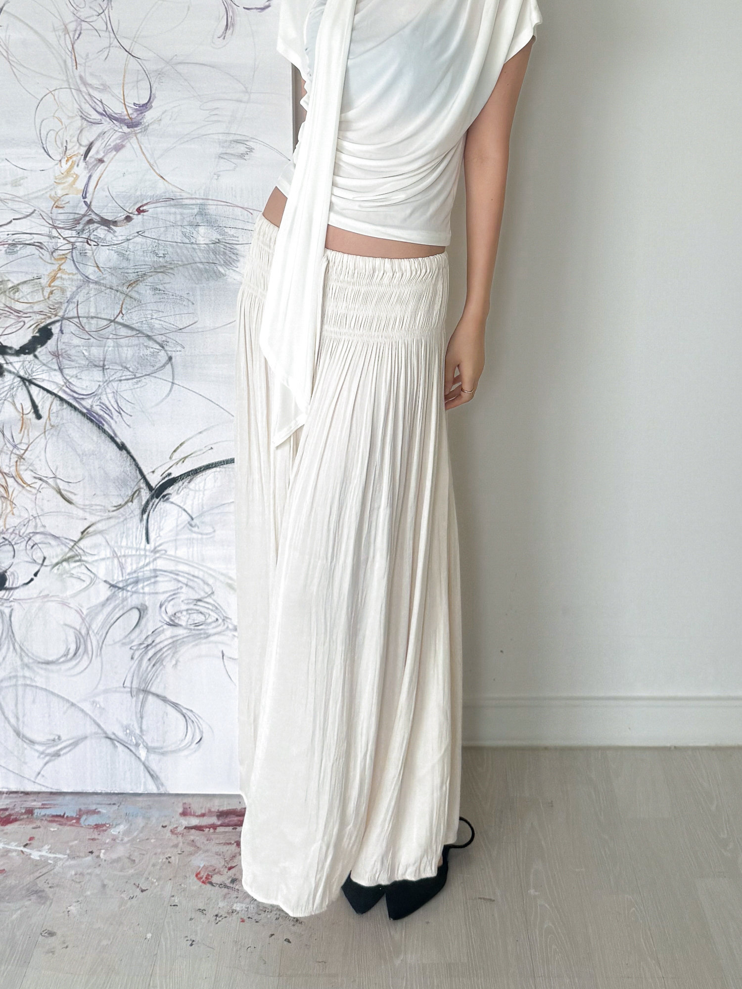 Étoile Wrinkle Maxi Skirt_Ivory