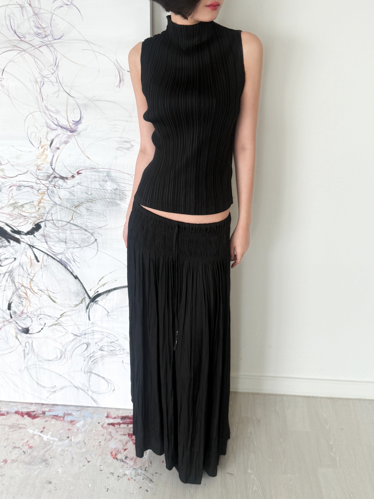 Étoile Wrinkle Maxi Skirt_Black