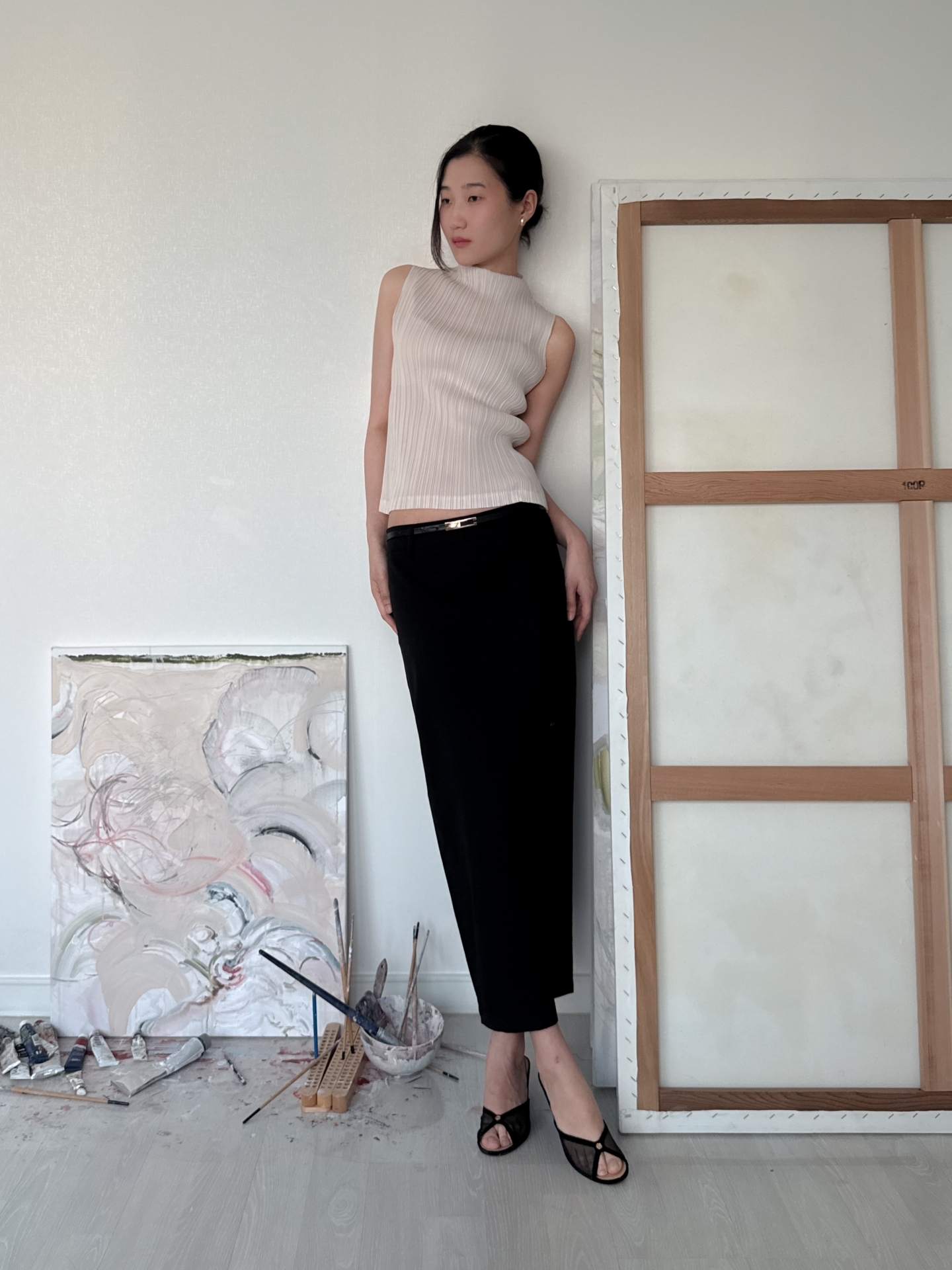 Low-Rise Tailored Maxi Skirt_Black