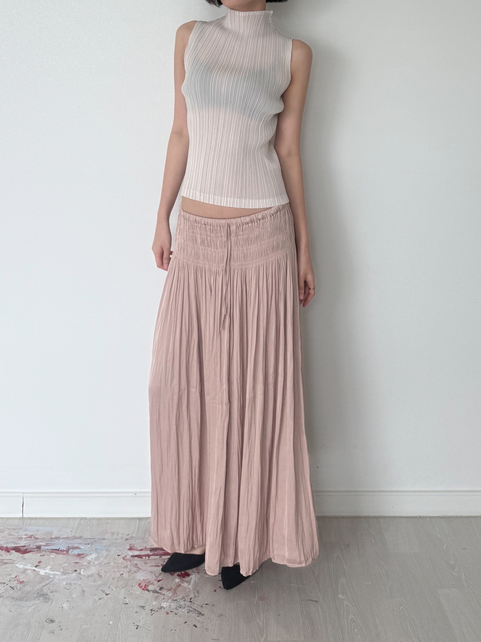 Étoile Wrinkle Maxi Skirt_Black