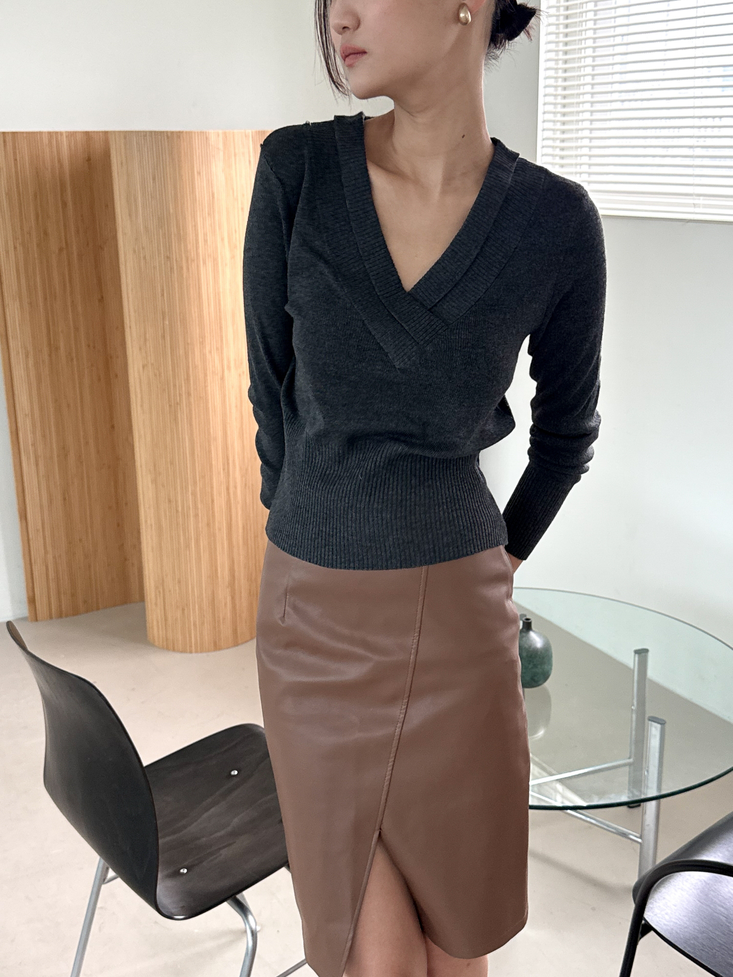 Hourglass Rib Knit_Charcoal