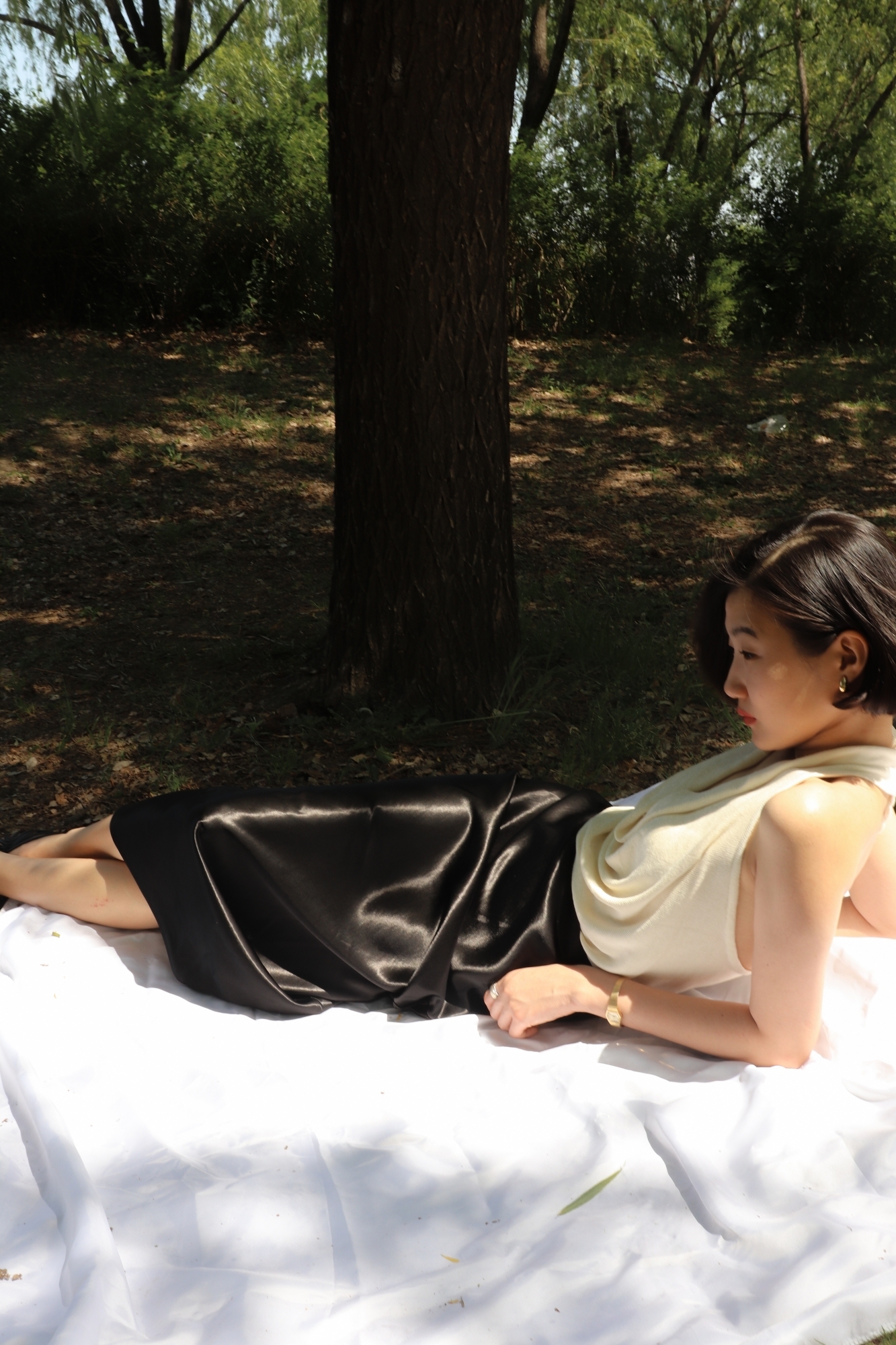 Fluid Satin Maxi Skirt_Black