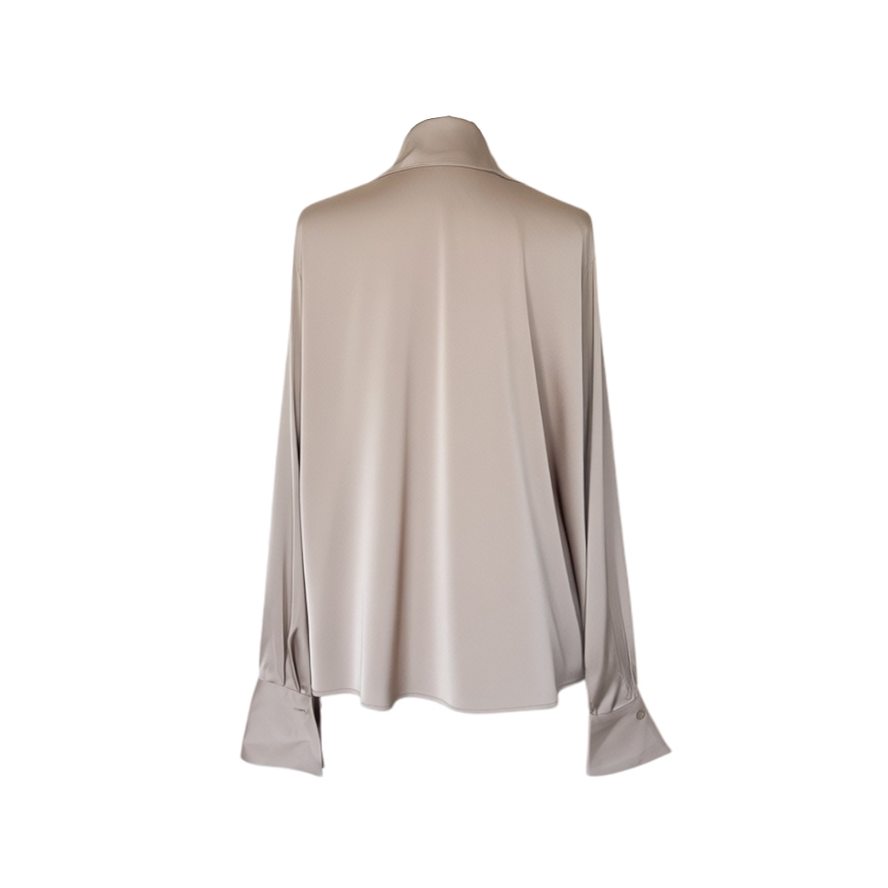 Scarf Collar Silky Blouse_Ivory
