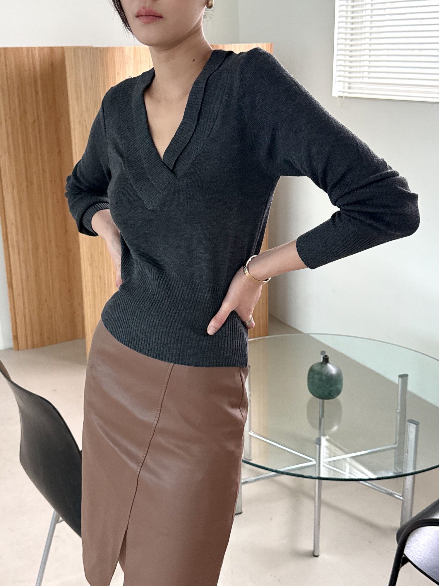 Hourglass Rib Knit_Charcoal