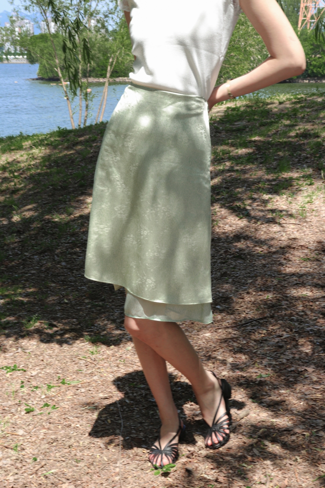 Jardin Layered Satin Skirt_Mint Green