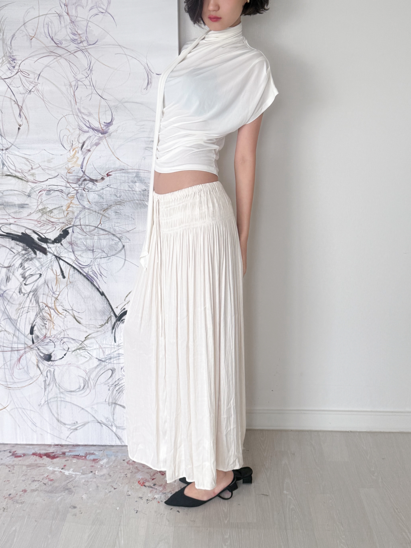 Étoile Wrinkle Maxi Skirt_Black