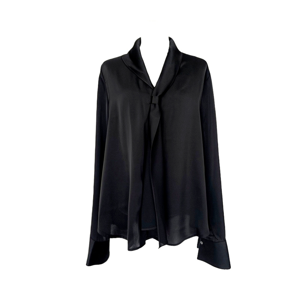 Scarf Collar Silky Blouse_Ivory