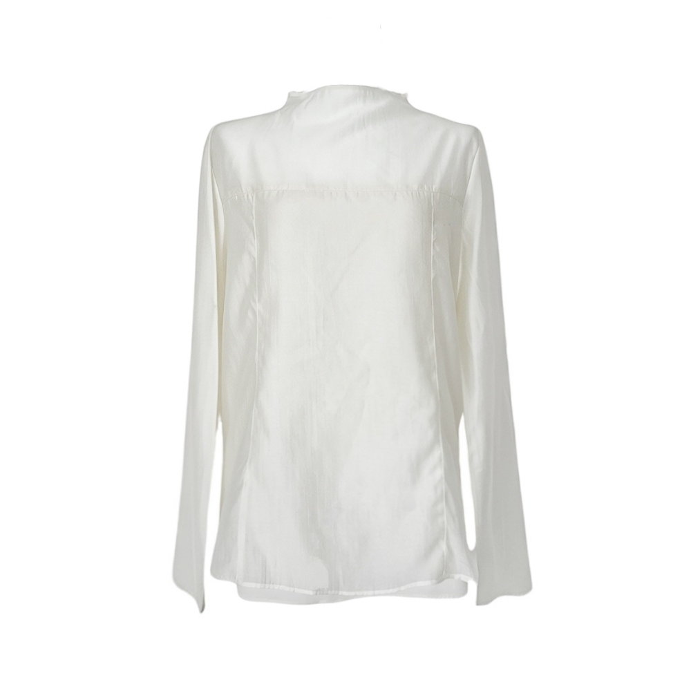 Scarf Collar Silky Blouse_Ivory