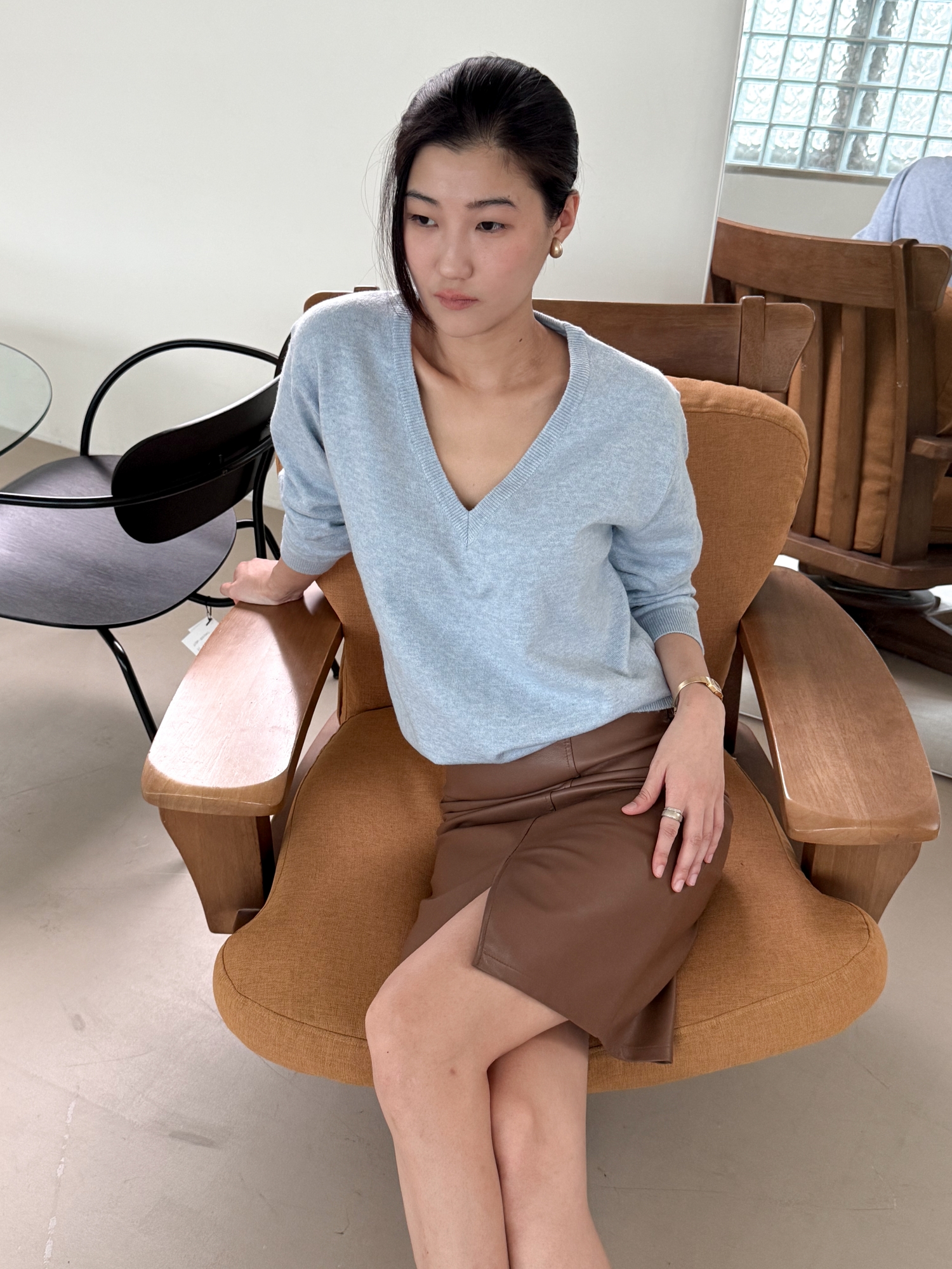 Relaxed Deep V-Neck Knit_(5 colors)