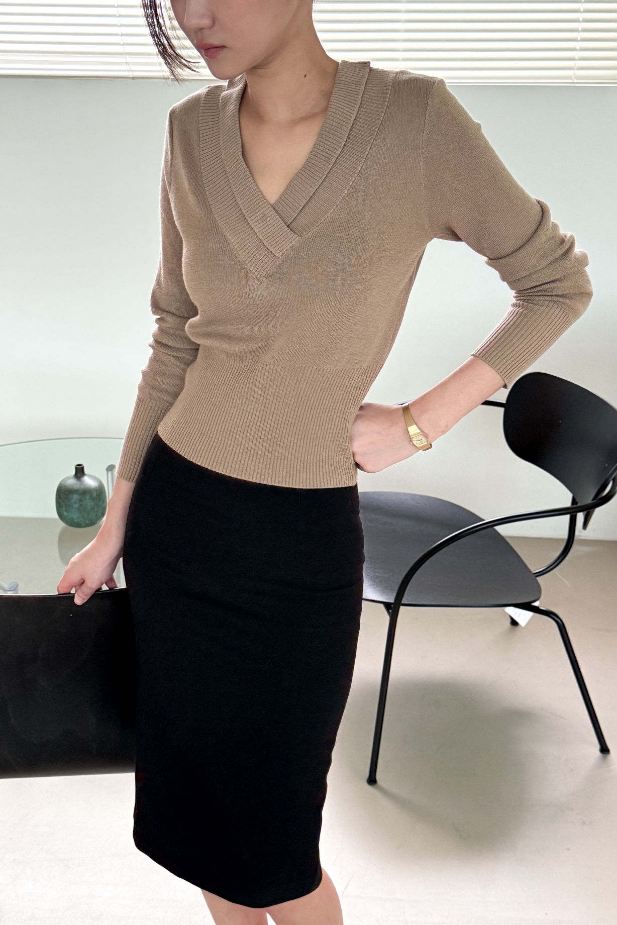Hourglass Rib Knit_Beige
