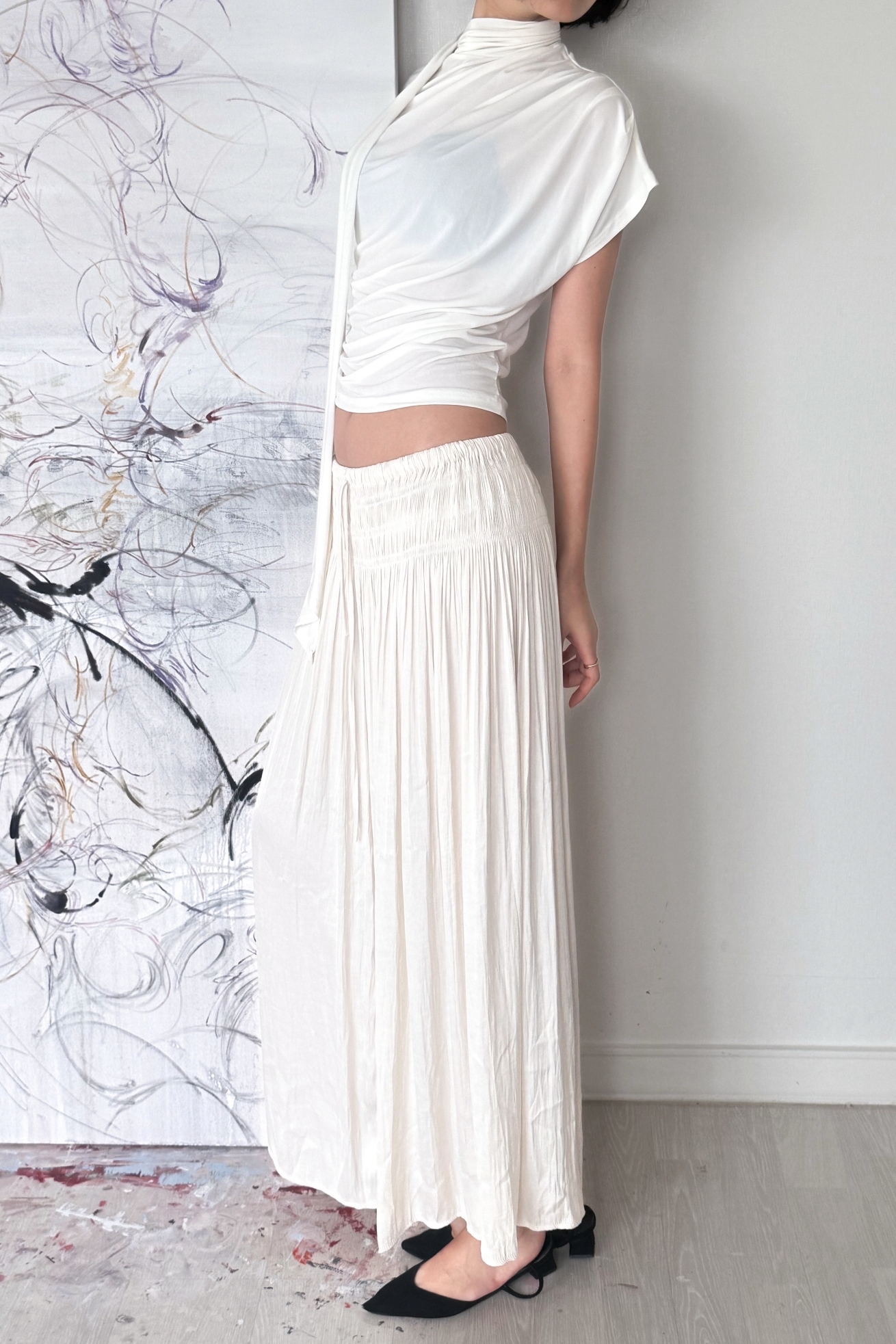 Étoile Wrinkle Maxi Skirt_Black