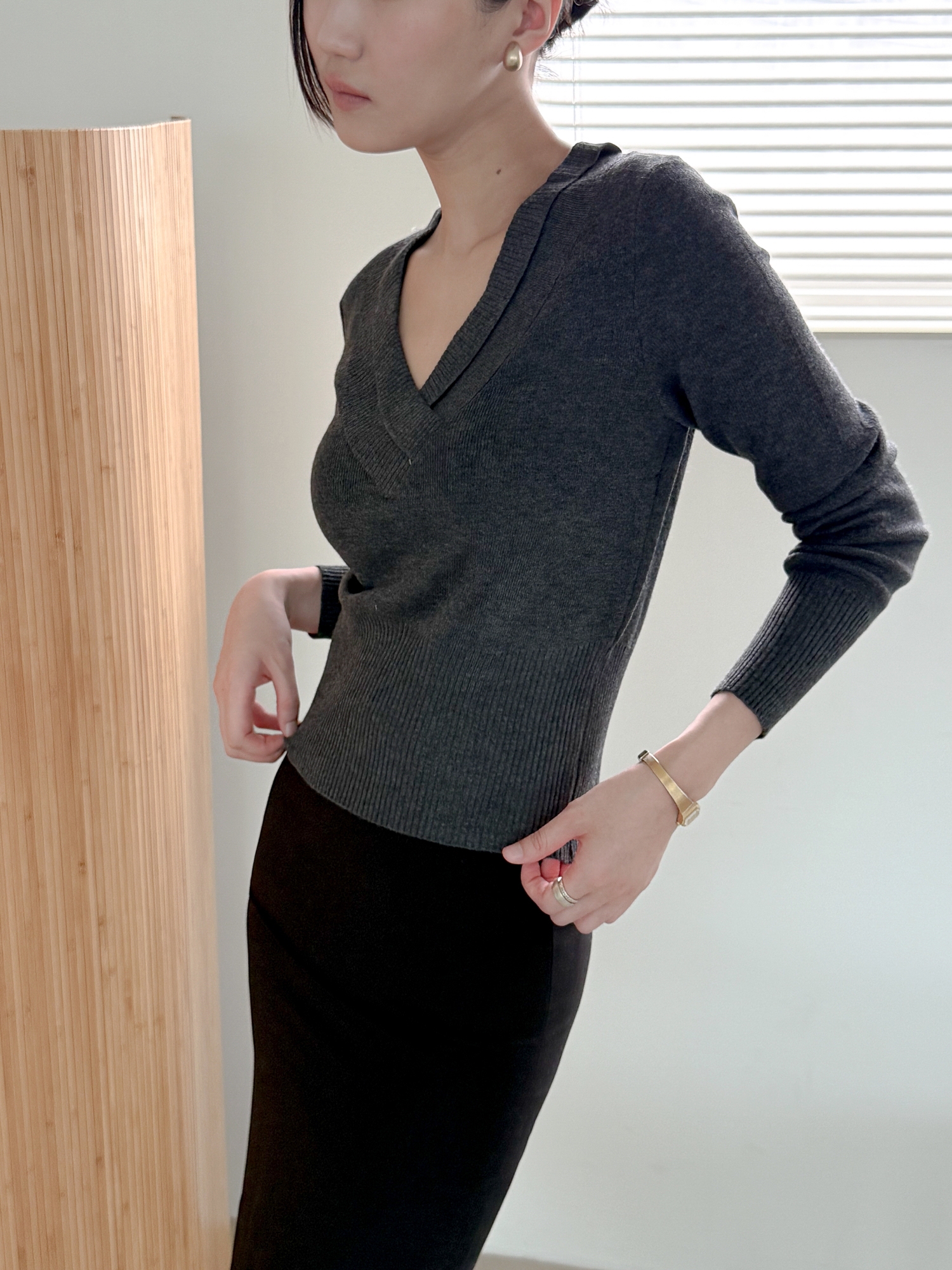 Hourglass Rib Knit_Charcoal
