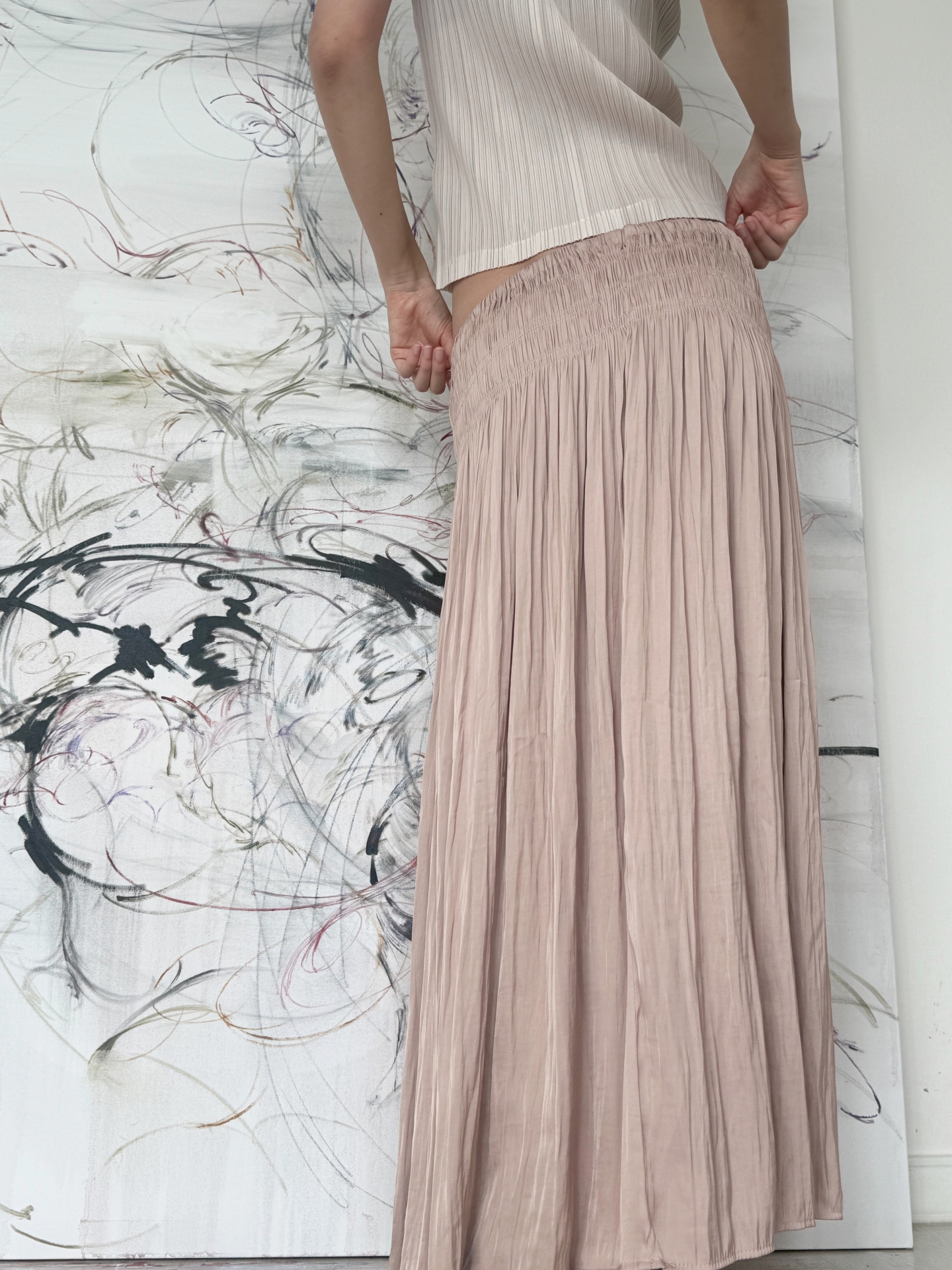 Étoile Wrinkle Maxi Skirt_Black