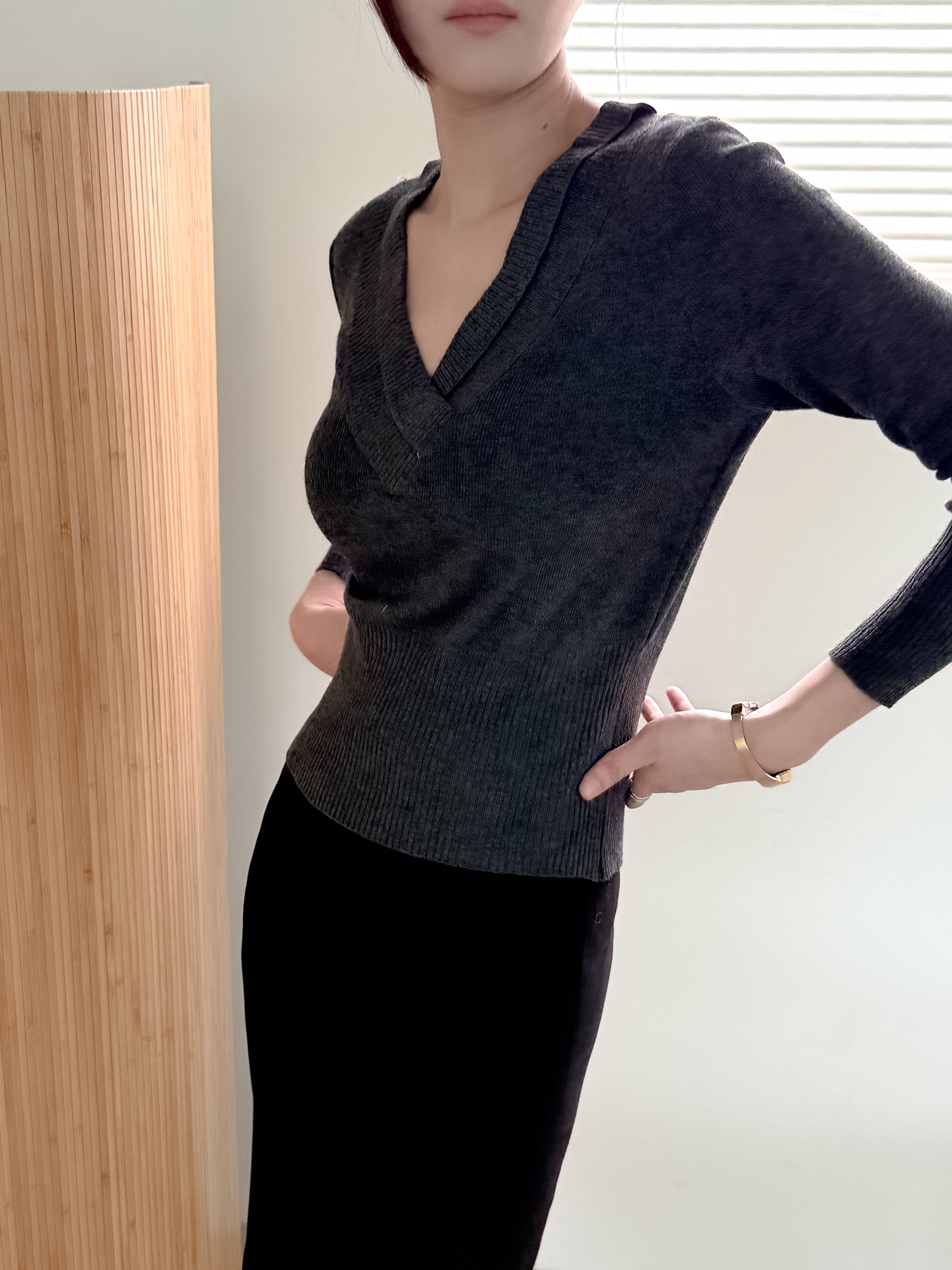 Hourglass Rib Knit_Charcoal