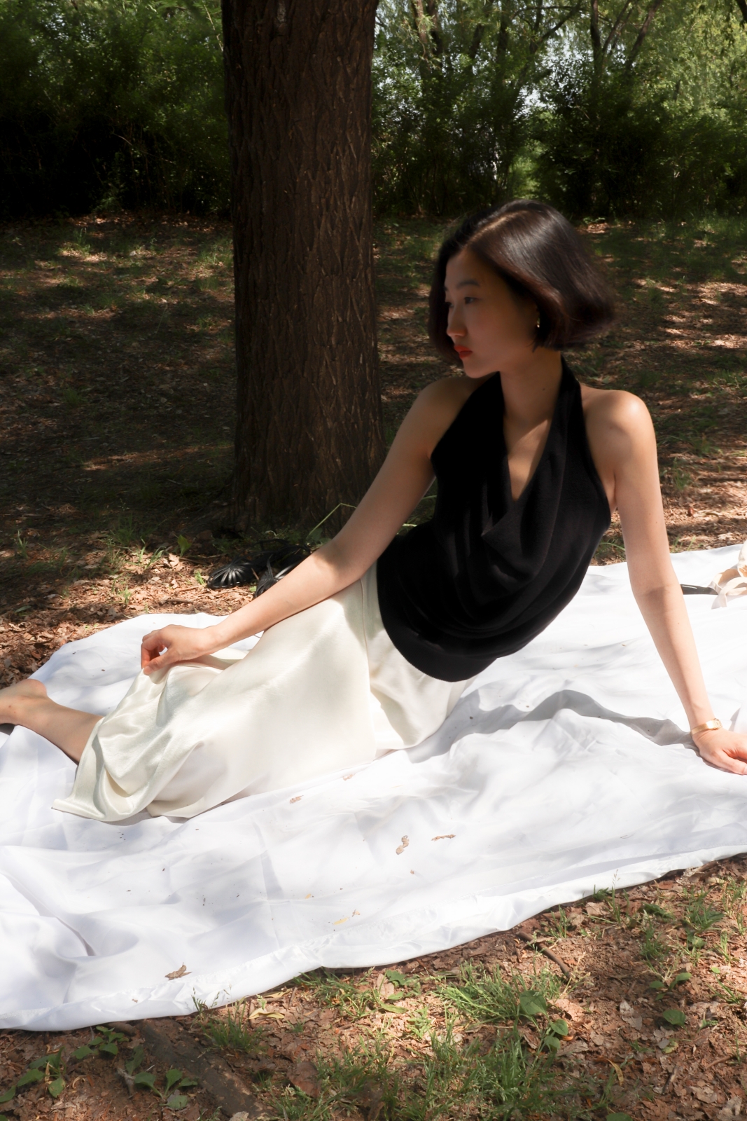 Twisted Halter Knit Top_Black