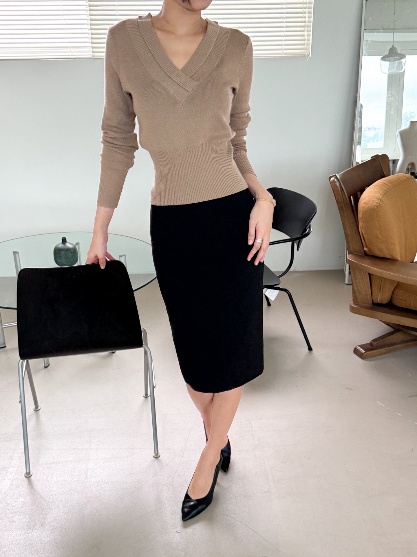 Hourglass Rib Knit_Beige