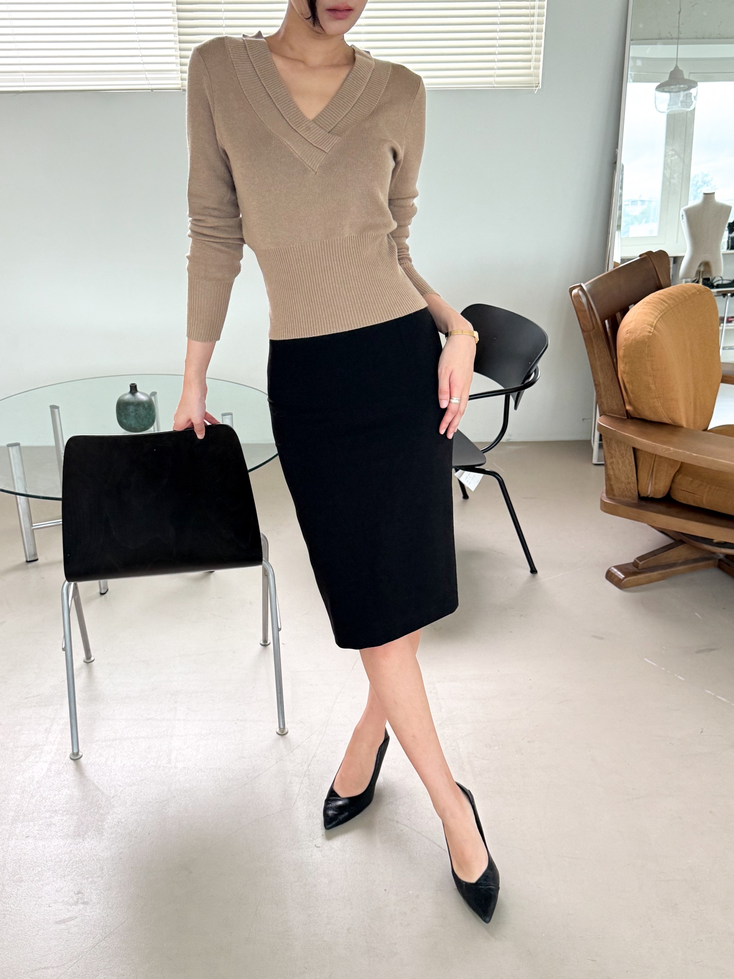 Hourglass Rib Knit_Beige