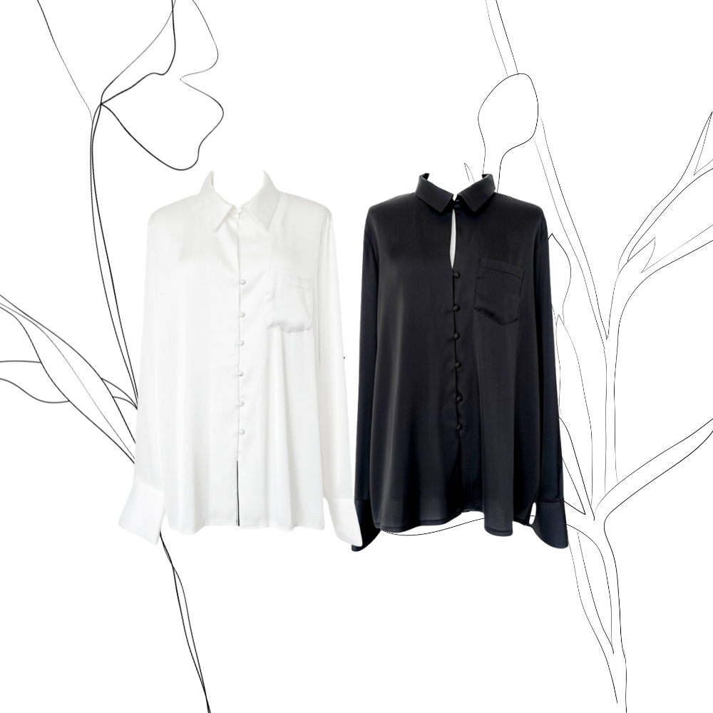 Scarf Collar Silky Blouse_Ivory