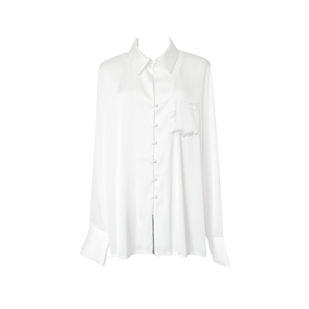 Scarf Collar Silky Blouse_Ivory