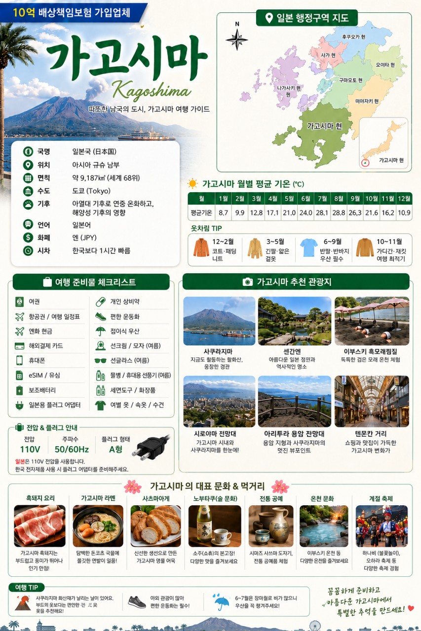 남큐슈 가고시마 이브스키모래찜질 사쿠라지마 온천여행
