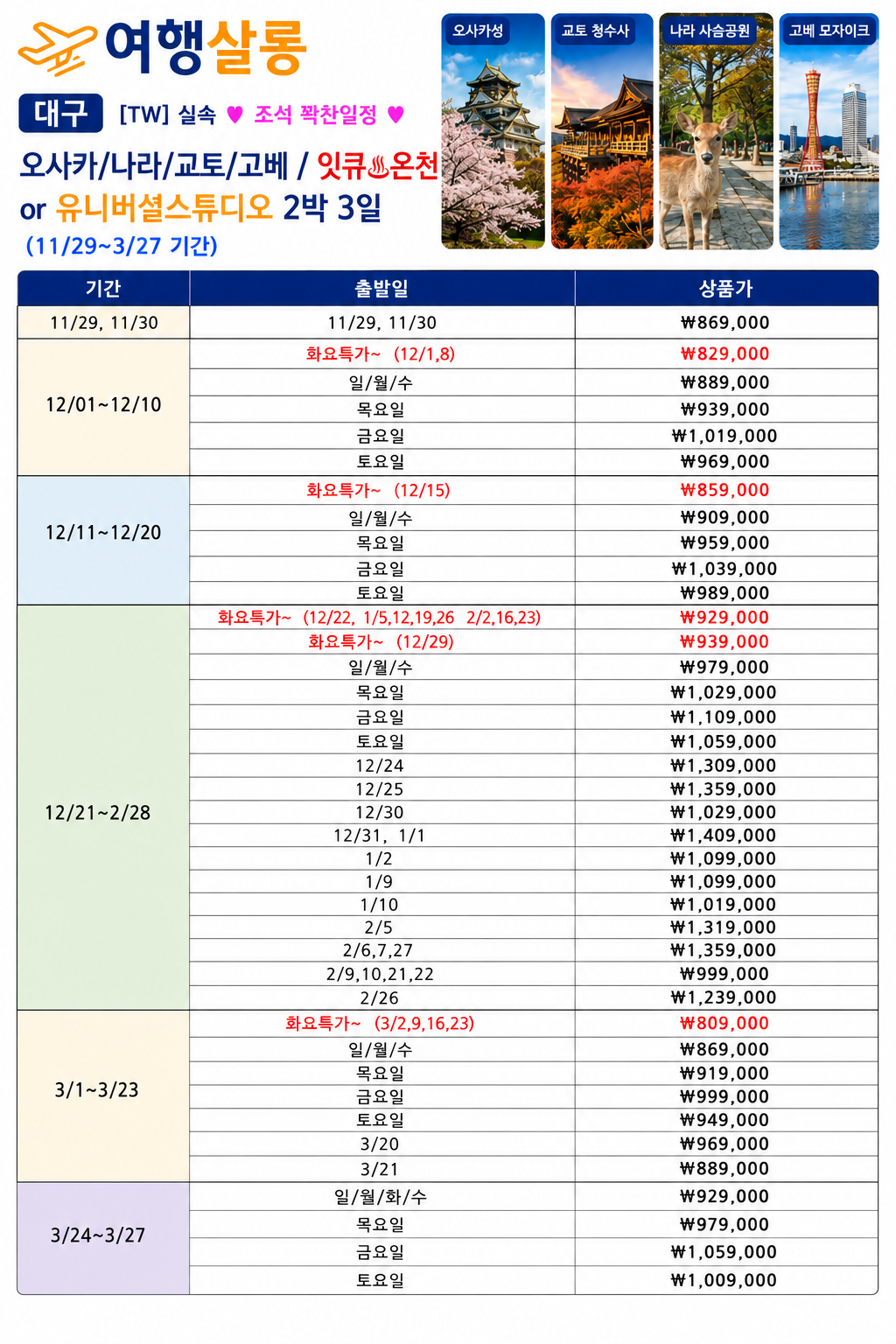 오사카 꽉찬일정 나라 교토 잇큐온천vs유니버셜스튜디오