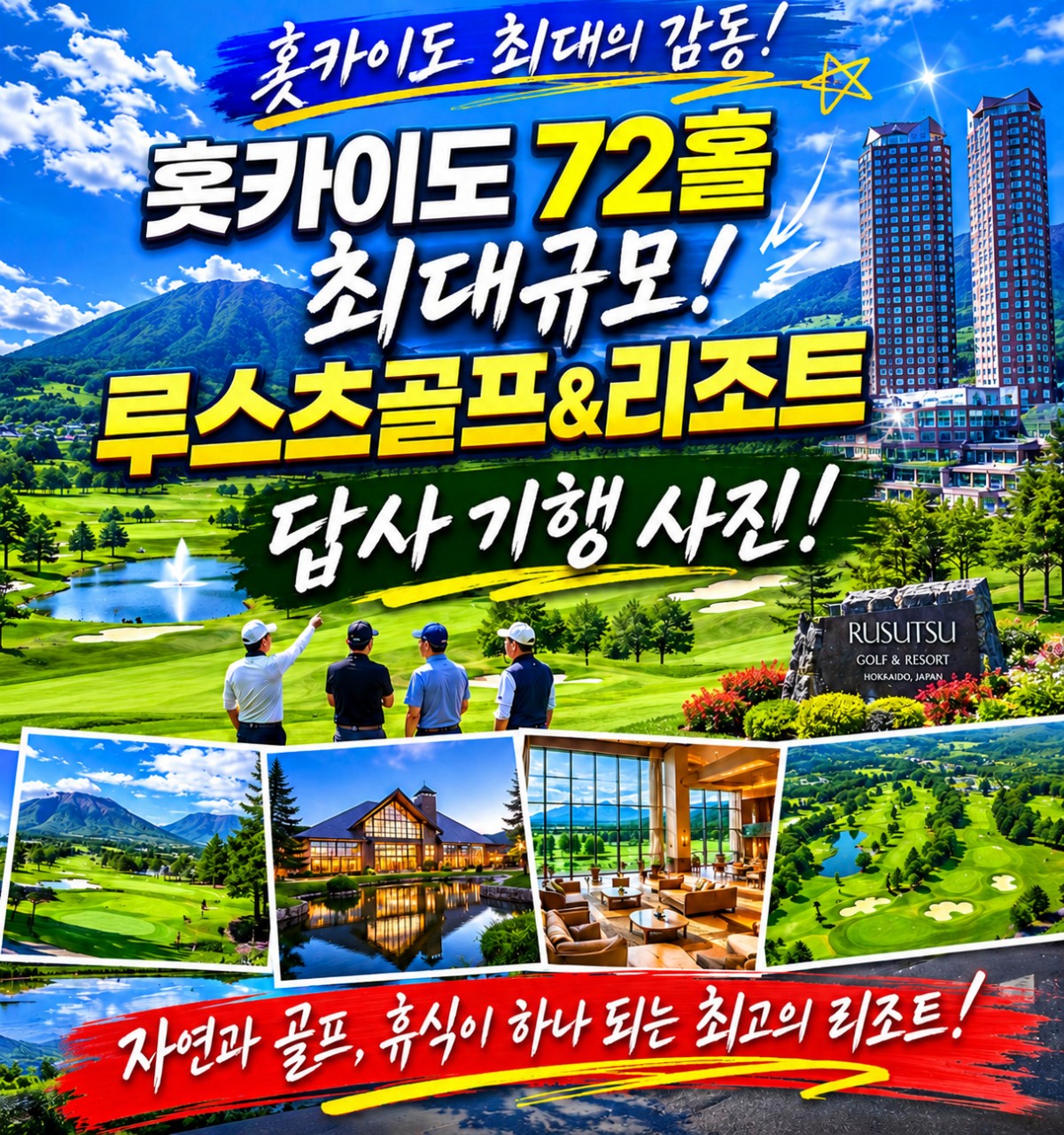 북해도 골프 고품격 루스츠 골프 호텔 지정일특가 온천매일힐링