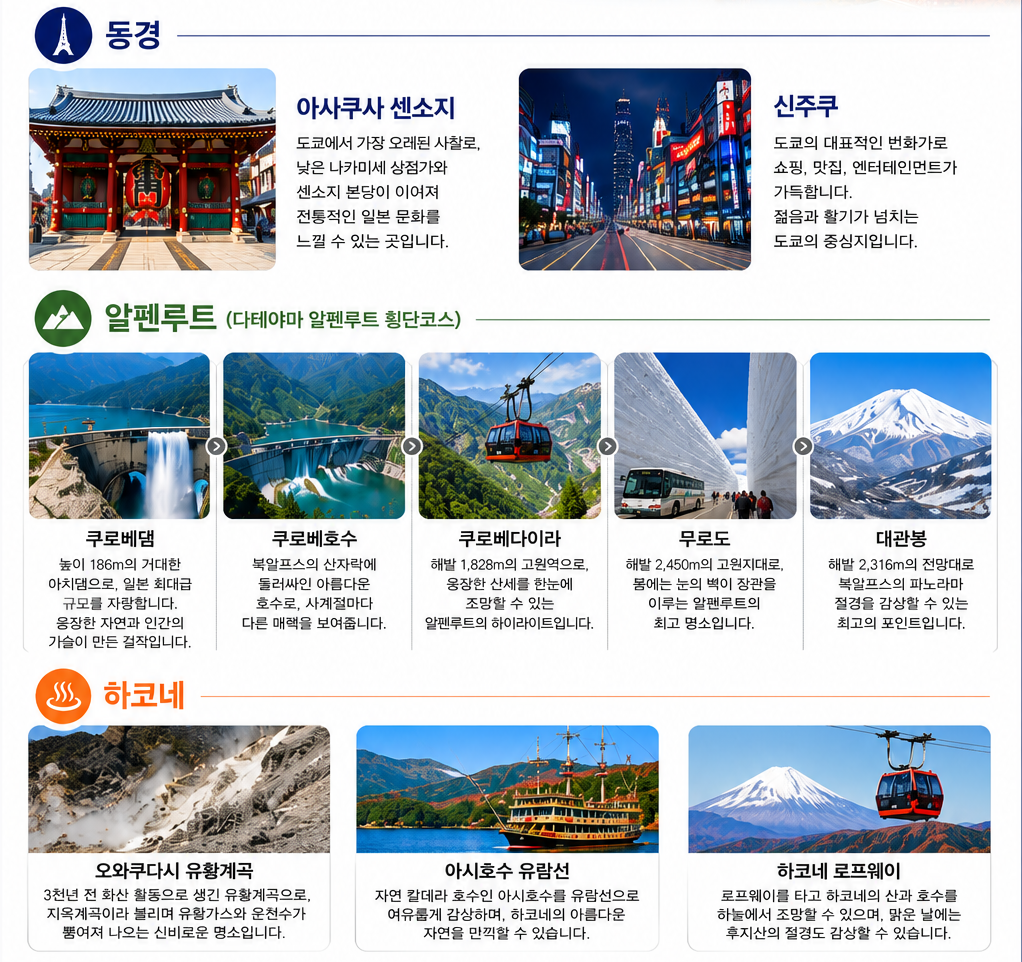 동경 알펜루트 하코네 온천 단풍여행